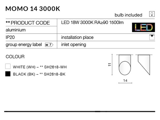 Точковий світильник AZzardo MOMO 14 AZ2283 (SH2618-BK)