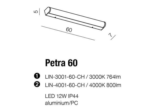 Настінний світильник AZzardo PETER 60 3000K AZ2472 (LIN-3003-60-CH)