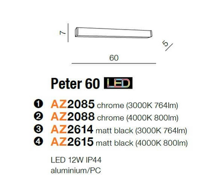 Настенный светильник AZzardo PETER 60 3000K AZ2614