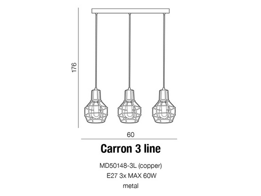 Люстра AZzardo CARRON 3 LINE AZ2141 (MD50148-3L-CO )