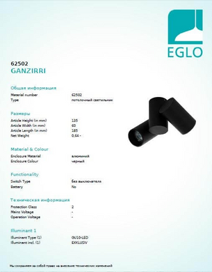 Точечный светильник Eglo GANZIRRI 62502
