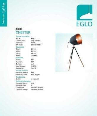 Настільна лампа Eglo CHESTER 49385