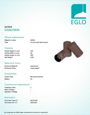 Точковий світильник Eglo GANZIRRI 62504
