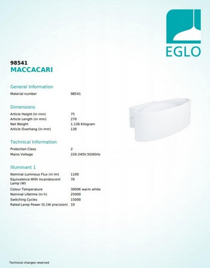 Настінний світильник Eglo MACCACARI 98541