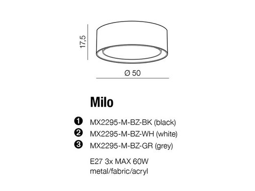 Потолочный светильник AZzardo MILO AZ2317 (MX2295-M-BZ-BK)