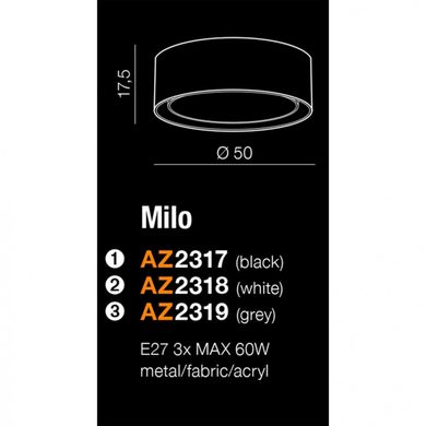 Потолочный светильник AZzardo MILO AZ2318 (MX2295-M-BZ-WH)