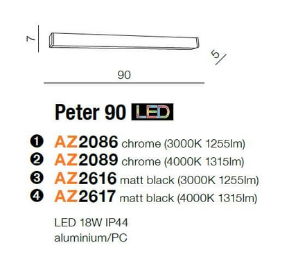 Настінний світильник AZzardo PETER 90 3000K AZ2616