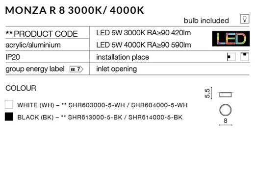 Точковий світильник AZzardo MONZA R 8 AZ2255 (SHR613000-5-BK)