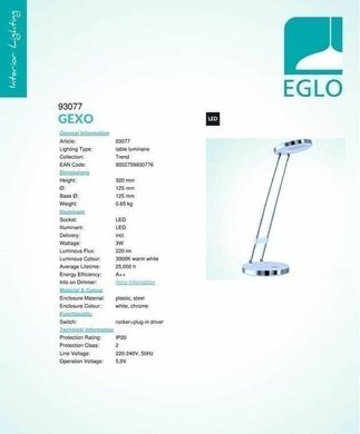 Настільна лампа Eglo GEXO 93077