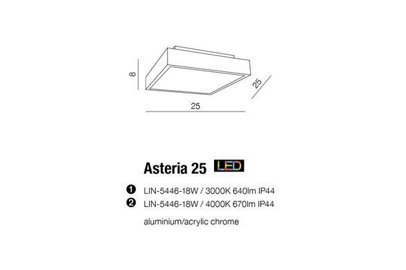 Потолочный светильник AZzardo ASTERIA 25 AZ2072 (LIN-5446-18W-3000 IP44)