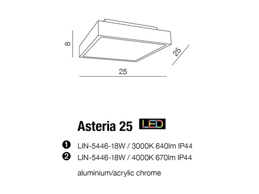 Потолочный светильник AZzardo ASTERIA 25 AZ2478 (LIN-5446-18W-4000 IP44)