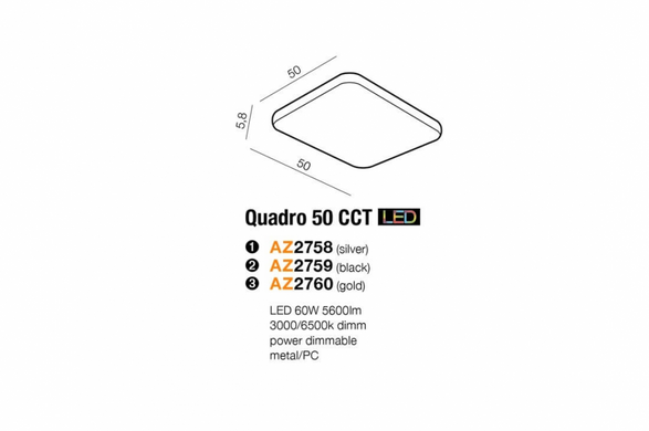 Стельовий світильник AZzardo QUADRO 50 CCT LED AZ2759