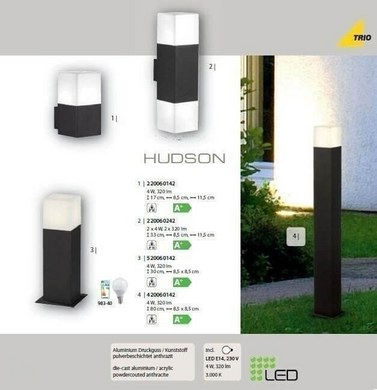 Уличный светильник TRIO HUDSON 420060142