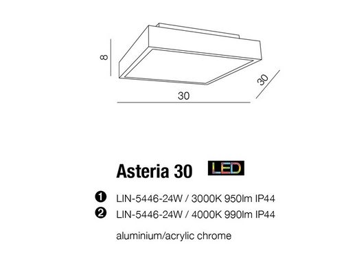 Потолочный светильник AZzardo ASTERIA 30 AZ2073 (LIN-5446-24W-3000 IP44)
