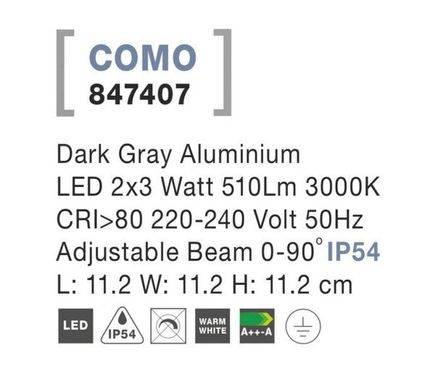 Вуличний світильник COMO Nova Luce 847407
