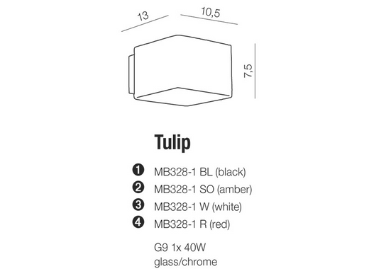 Настенный светильник AZzardo TULIP AZ0139 (MB328-1-RD)