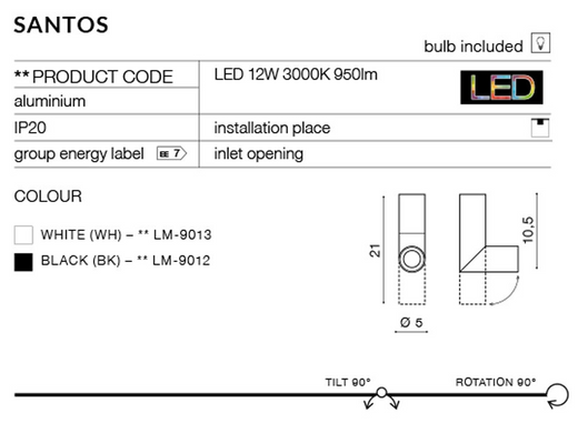 Точечный светильник AZzardo SANTOS AZ2416 (LM-9013-BK)