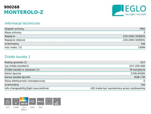 Вуличний світильник MONTEROLO-Z Eglo 900268