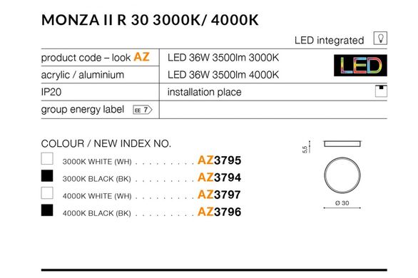 Стельовий світильник AZzardo MONZA II R 30 4000K AZ3796