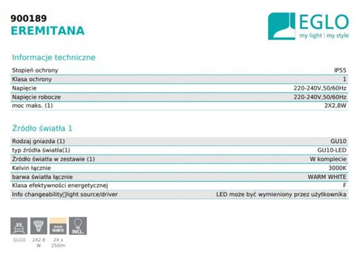 Вуличний світильник EREMITANA Eglo 900189