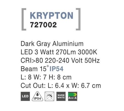 Вуличний світильник KRYPTON Nova Luce 727002