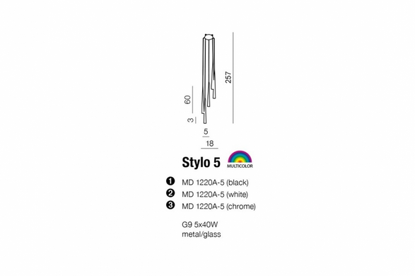 Люстра AZzardo STYLO 5 AZ0119 (MD1220A-5-BK)