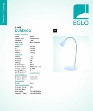 Настольная лампа Eglo DURENGO 93078