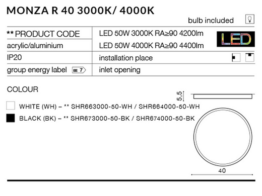 Стельовий світильник AZzardo MONZA R 40 AZ2265 (SHR663000-50-WH)
