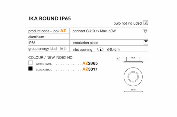 Встраиваемый уличный светильник AZzardo IKA ROUND IP65 AZ3017