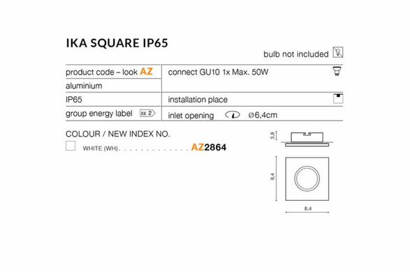 Встраиваемый уличный светильник AZzardo IKA SQUARE IP65 AZ2864