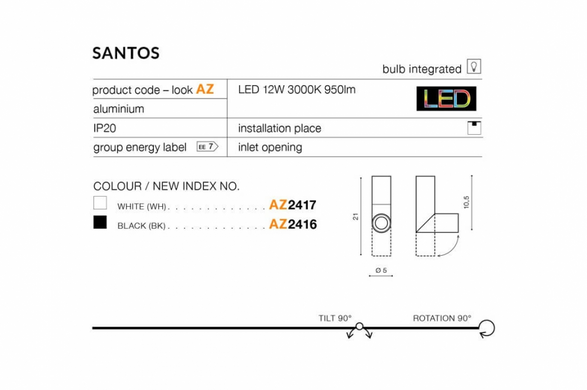 Трековый светильник AZzardo SANTOS TRACK AZ2924