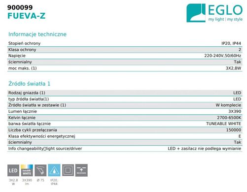 Точечный светильник FUEVA-Z Eglo 900099 (набор с 3 шт)