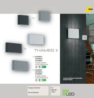 Вуличний настінний світильник TRIO THAMES II 227560242