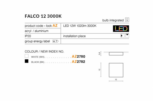 Точковий світильник AZzardo FALCO 12 3000K AZ2782