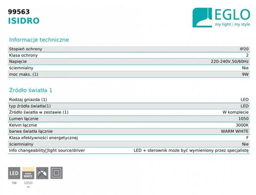 Настінний світильник ISIDRO Eglo 99563
