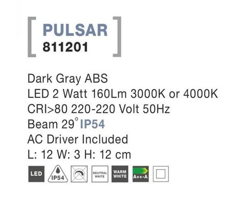 Вуличний світильник PULSAR Nova Luce 811201