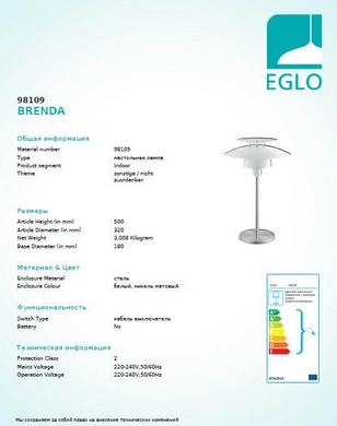 Настільна лампа Eglo BRENDA 98109
