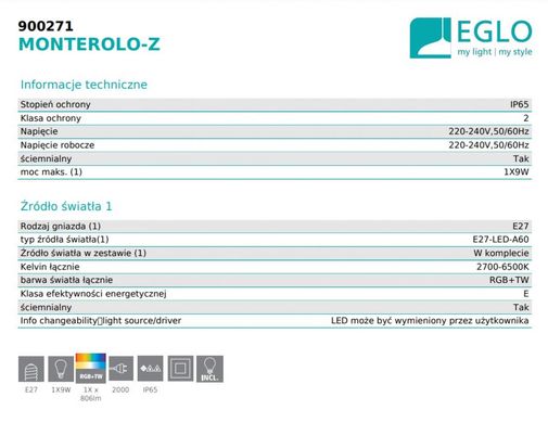 Вуличний світильник MONTEROLO-Z Eglo 900271