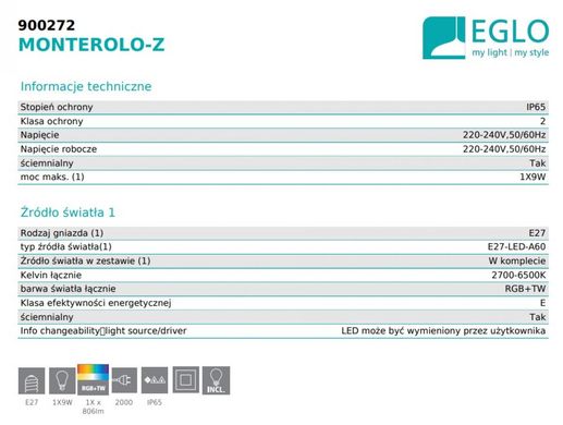 Вуличний світильник MONTEROLO-Z Eglo 900272