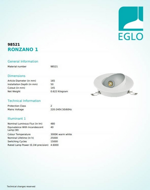 Точечный светильник Eglo RONZANO 1 98521