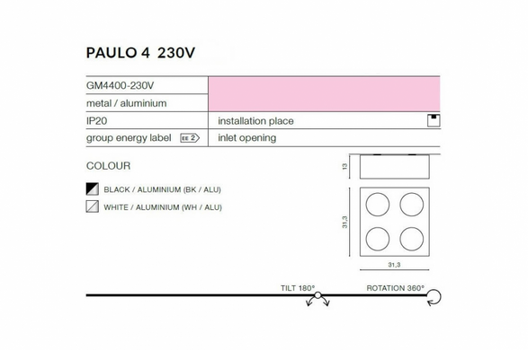 Точковий світильник AZzardo PAULO 4 230V AZ1820 (GM4400-WH-WH)